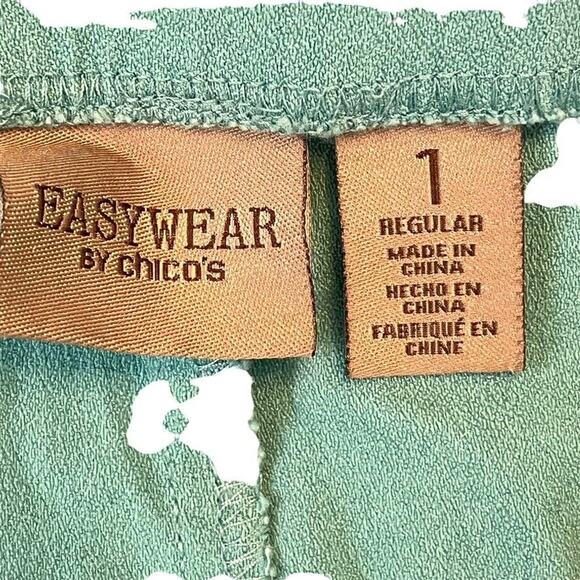 Chicos Easywear Womens Pull On Blue Stretch Tapered Leg Flat Front Pants 1 / M - Picture 2 of 16